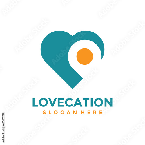 Love location logo design template. Concept of favorite place isolated with flat style icon modern. Creative map pointer with heart vector symbol.
