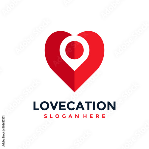 Love location logo design template. Concept of favorite place isolated with flat style icon modern. Creative map pointer with heart vector symbol.