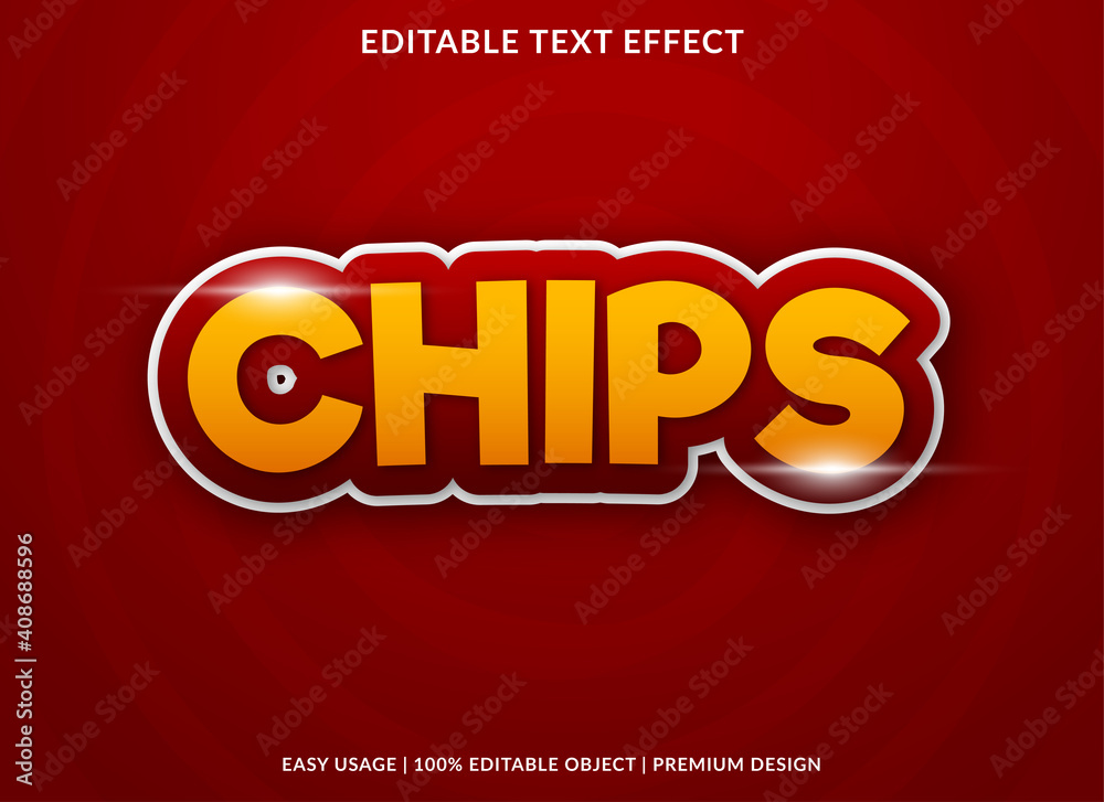 chips text effect template with bold style use for business brand and logo