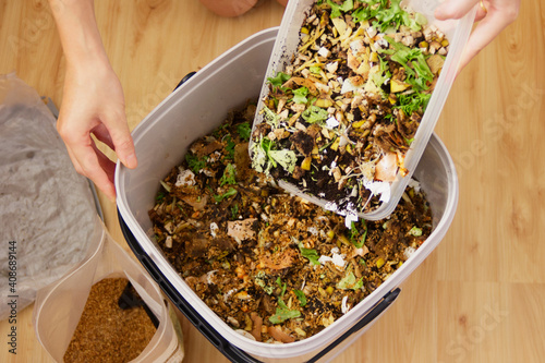 Making Bokashi compost with food scraps -2
