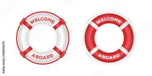 Realistic red and white boat lifebuoy rings. 3d lifebuoys. Rescue life belt illustration