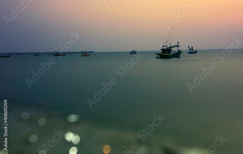boats at sunset