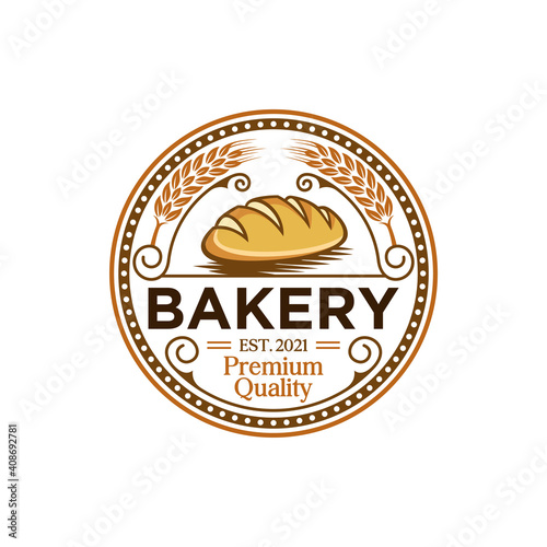 Vintage Retro Bakery Logo Design Vector Template