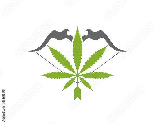 Bow and arrow with cannabis leaf