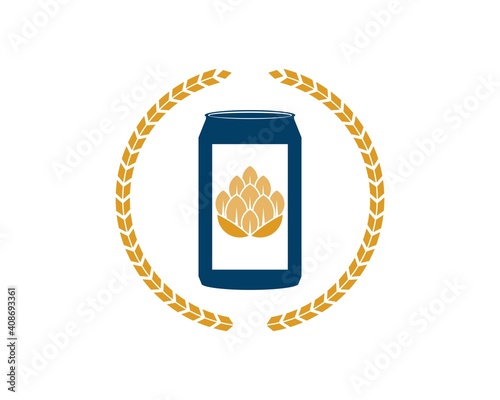 Circular wheat with beer bottle inside