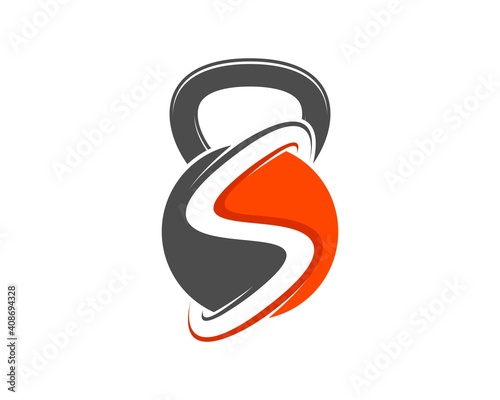 Abstract gym kettle bell with S letter initial inside