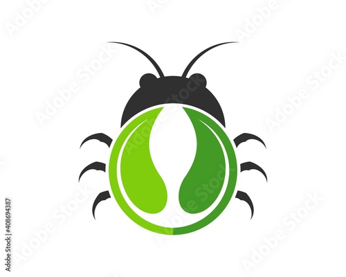 Lady bug with nature circle leaf