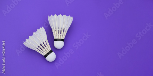 Badminton shuttlecocks feather on colourful background  concept for badminton sport lovers around the world.