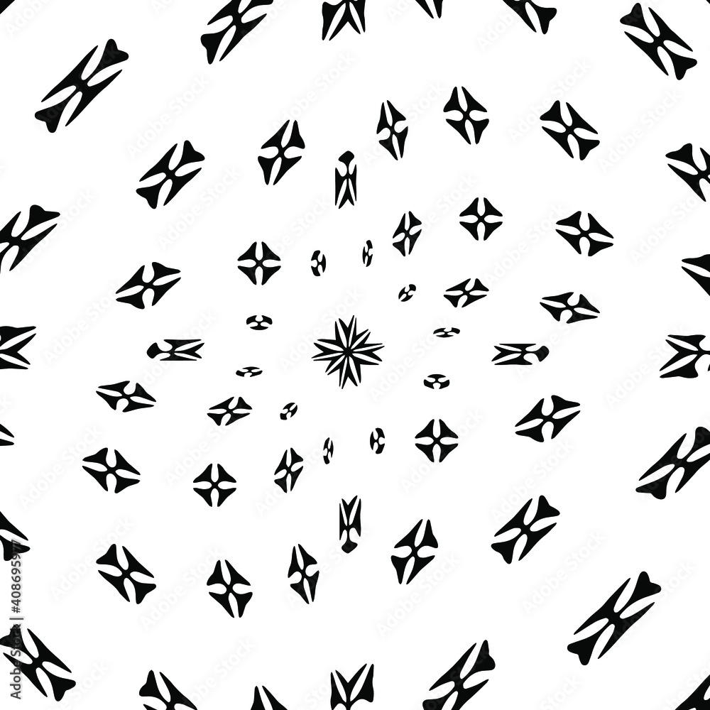 Geometric vector pattern with triangular elements. Seamless abstract ornament for wallpapers and backgrounds. Black and white colors.
Geometric vector pattern with triangular elements. Seamless abstract ornament for wallpapers and backgrounds. Black and white colors.