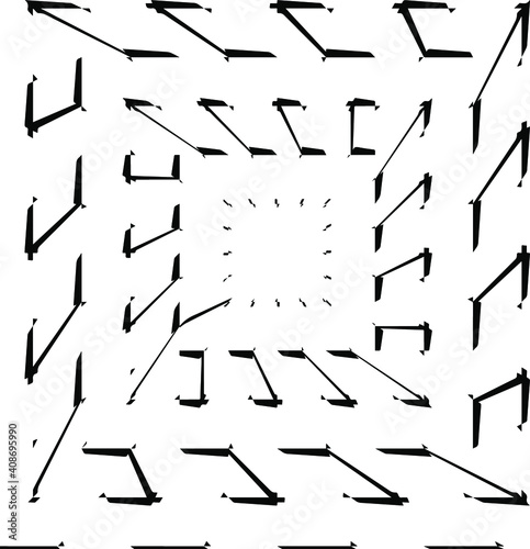 Geometric vector pattern with triangular elements. Seamless abstract ornament for wallpapers and backgrounds. Black and white colors.
