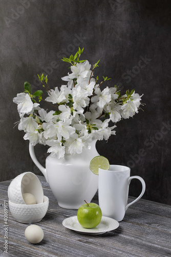 cup of tea and flowers