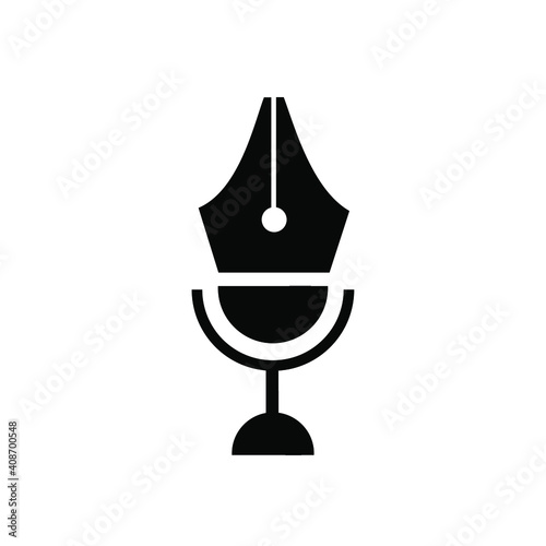 microphone pen podcast writer art voice creative logo vector icon illustration design