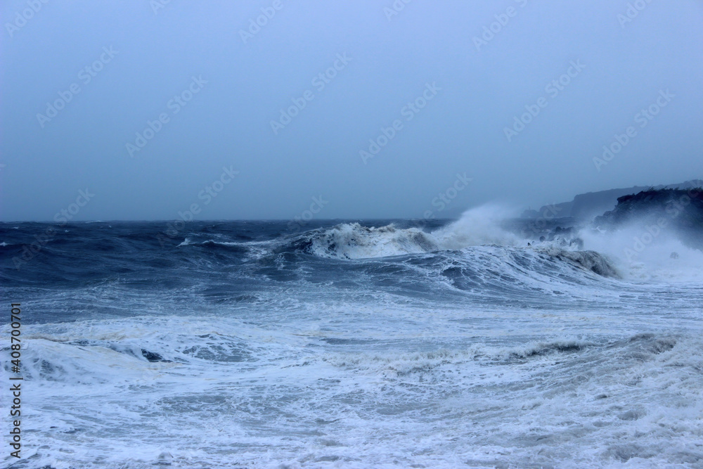 Typhoon on sea. Maysak, 2020