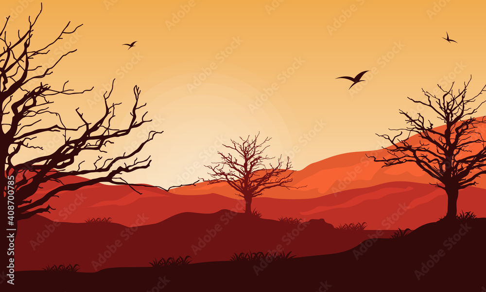 Nice atmosphere in the afternoon with a nice nature scenic. Vector illustration Nice atmosphere in the afternoon with a nice nature scenic. Vector illustration