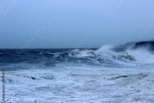 Typhoon on sea. Maysak, 2020