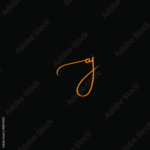 aj Black Initial Handwriting or Handwritten Logo for Identity. Logo with Signature and Hand Drawn Style.