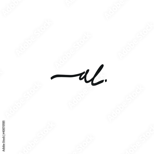 aL White Initial Handwriting or Handwritten Logo for Identity. Logo with Signature and Hand Drawn Style.