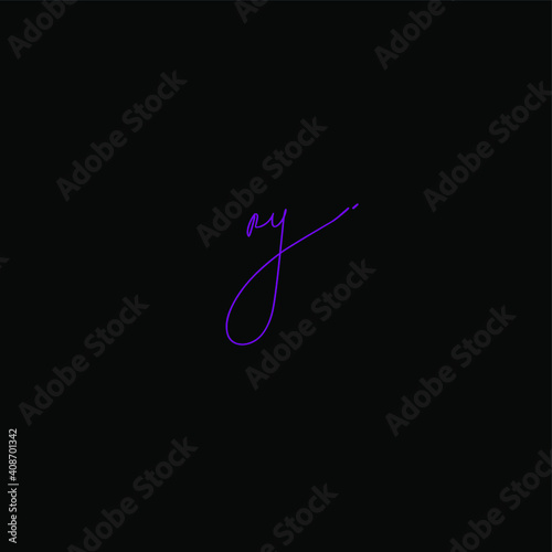 ay Initial Handwriting or Handwritten Logo for Identity. Logo with Signature and Hand Drawn Style.