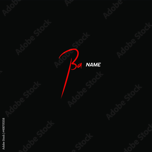 Ba Initial Handwriting or Handwritten Logo for Identity. Logo with Signature and Hand Drawn Style.