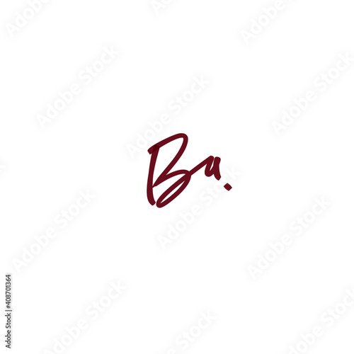 Ba White Initial Handwriting or Handwritten Logo for Identity. Logo with Signature and Hand Drawn Style.