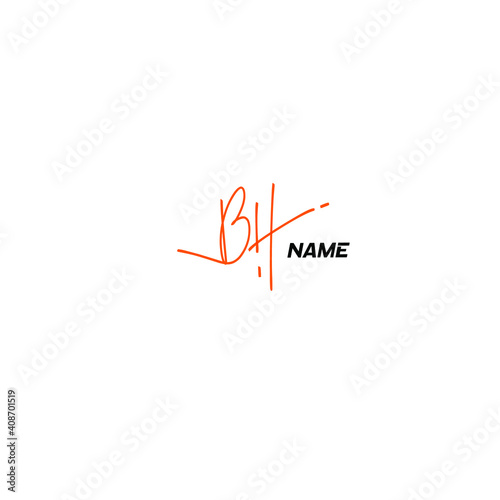 BH B H Initial Handwriting or Handwritten Logo for Identity. Logo with Signature and Hand Drawn Style.