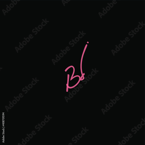 Bs Initial Handwriting or Handwritten Logo for Identity. Logo with Signature and Hand Drawn Style.