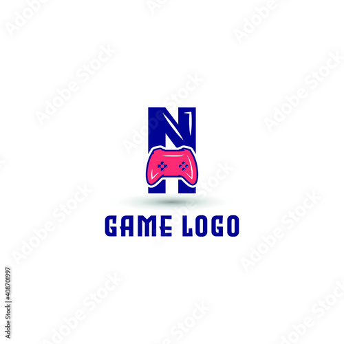 Free Download N initial letter with game console icon and pixel for gaming logo concept. game startup application - GFXLoad