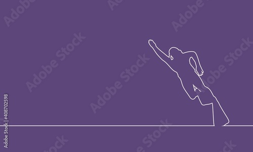 Silhouette of diver. Icon diver. The concept of sport diving. Thin line style. Place for text