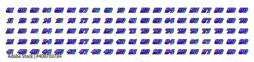 Mega Collection of Racing Number, Set of Start Racing number, sport race number with halftone dots style vector illustration