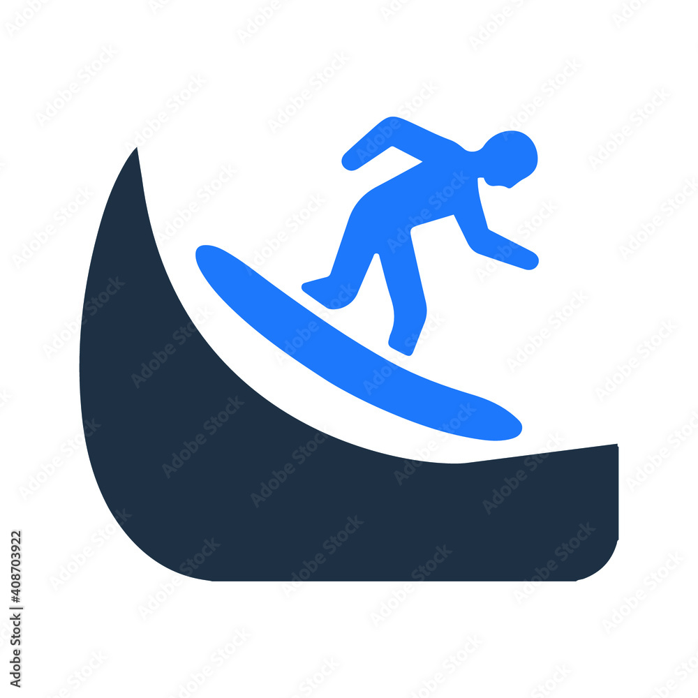 Surfing on beach or holiday icon