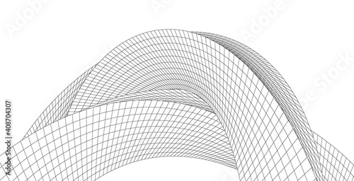 Architectural abstract shapes, Abstract arch 3d illustration.