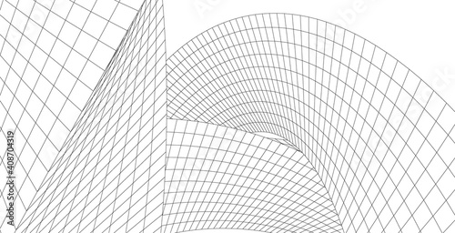 Architectural abstract shapes, Abstract arch 3d illustration.