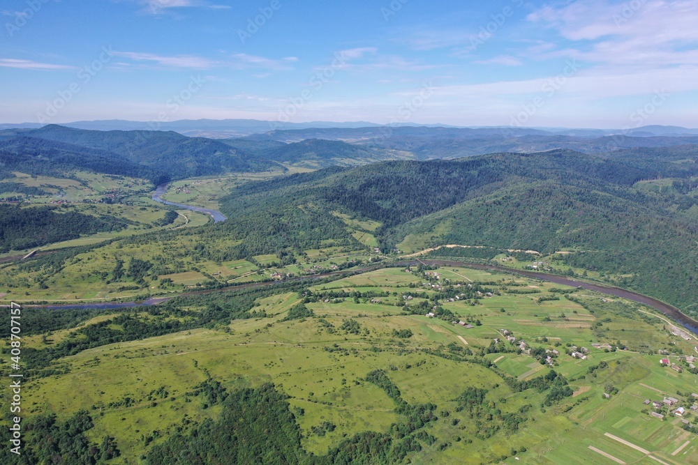 mountains, river, village, Lastivka village, travel, nature, greenery, trees 