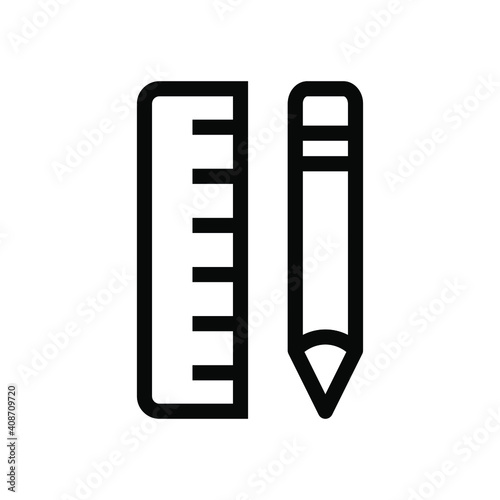 Pencil and ruler icon vector graphic illustration