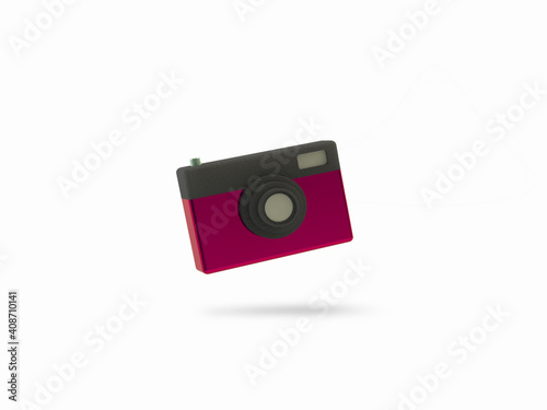 minimal camera isolated on pastel  White background. photography concept. 3d rendering