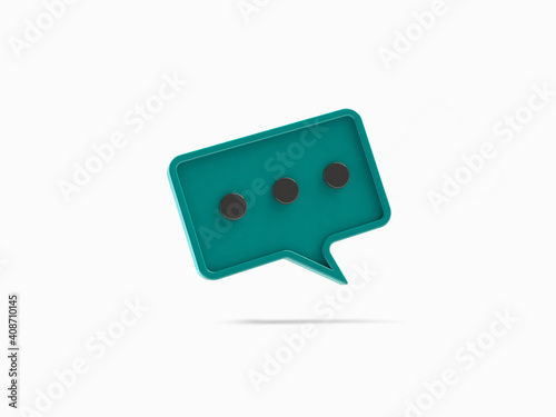 Chat bubble icon typing isolated on white background Comment mark symbol Minimal concept, 3D rendering.