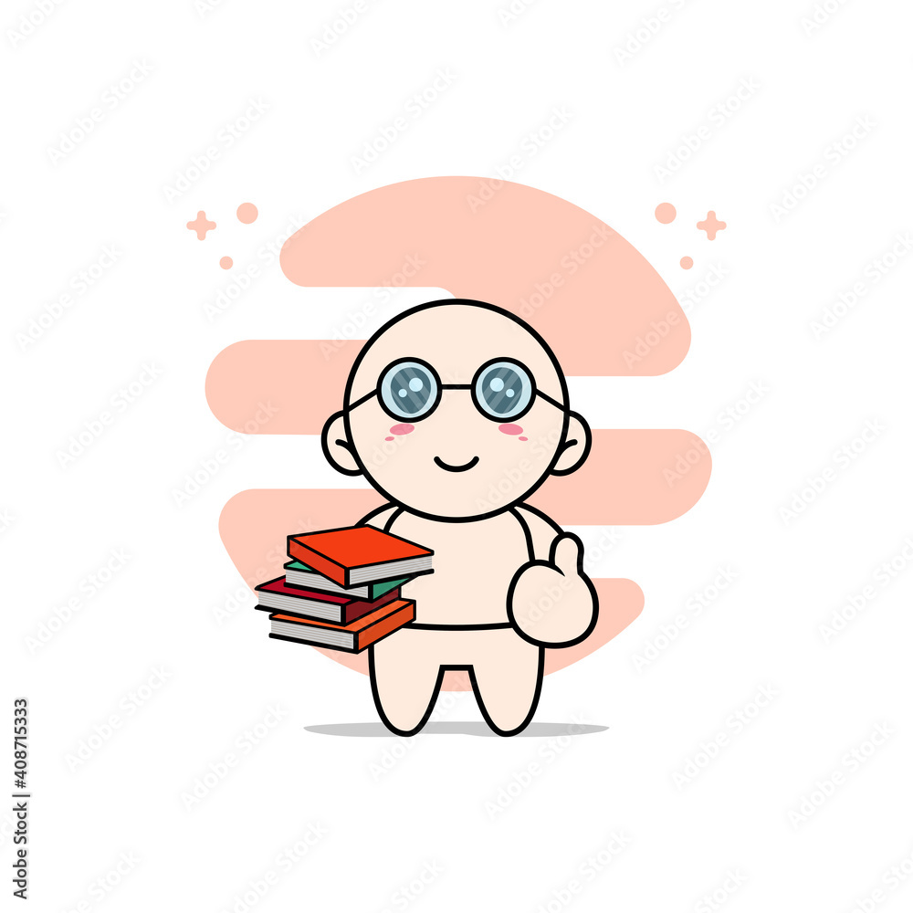 Cute baby character wearing librarian costume. Cute baby character wearing librarian costume.