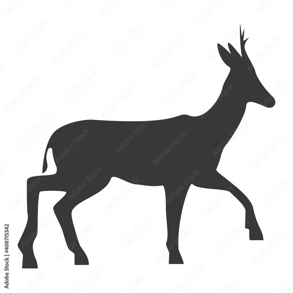 Roe deer silhouette, icon. Vector illustration on a white background. Roe deer silhouette, icon. Vector illustration on a white background.