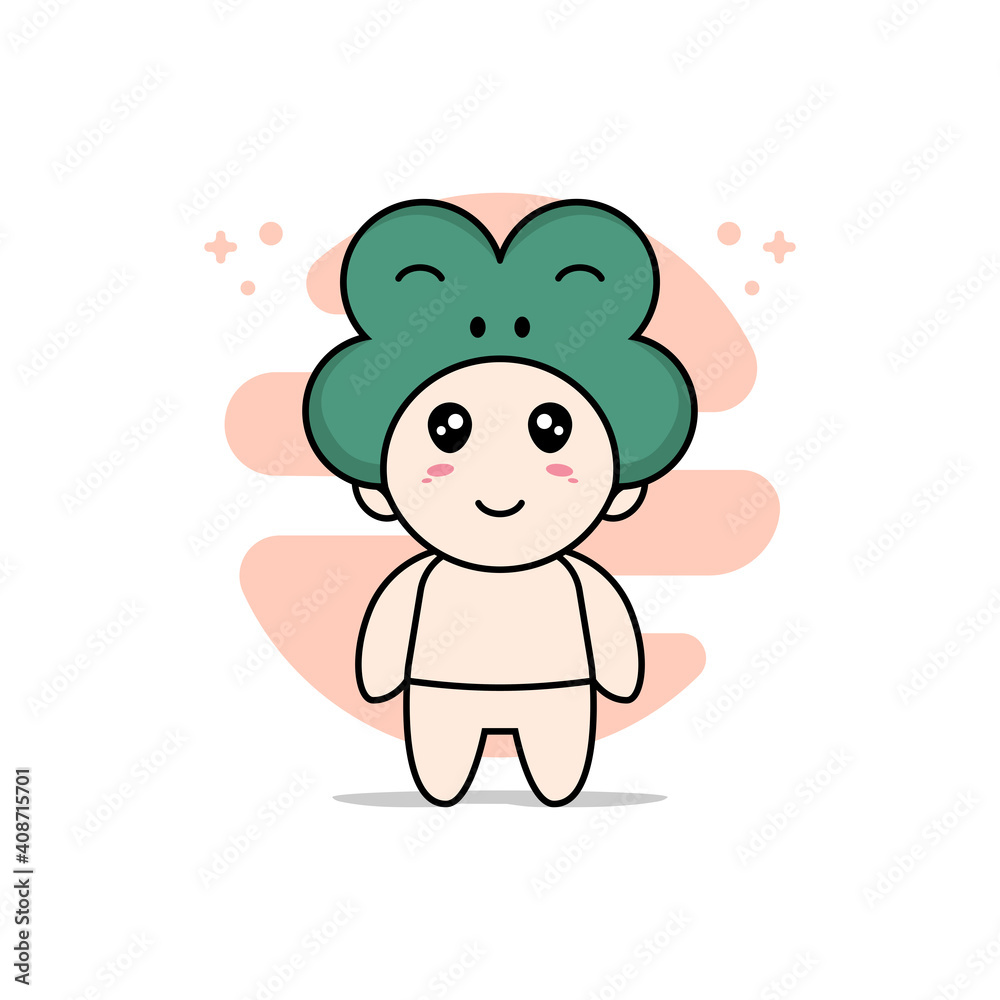 Cute baby character wearing frog costume. Cute baby character wearing frog costume.