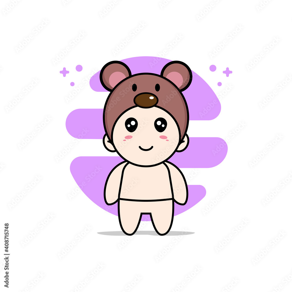 Cute baby character wearing mouses costume. Cute baby character wearing mouses costume.