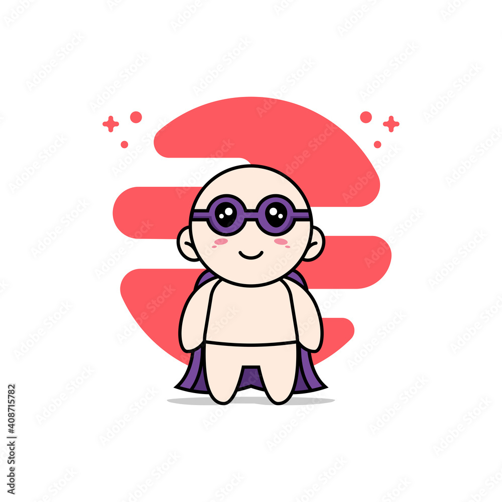 Cute baby character wearing superhero costume. Cute baby character wearing superhero costume.