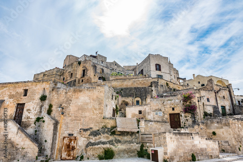 Scenic view of the "Sassi" district in Matera, in the region of Basilicata, in Southern Italy.