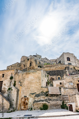 Scenic view of the "Sassi" district in Matera, in the region of Basilicata, in Southern Italy.