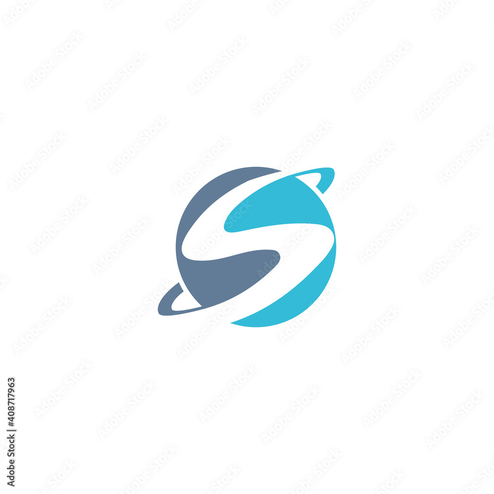 Fototapeta Simple letter S Logo. striking letter S and globe combination logo