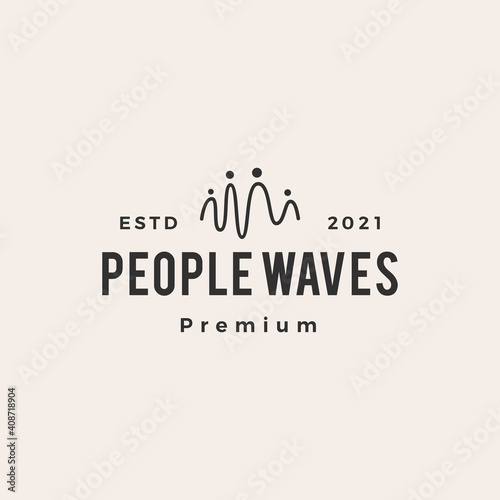 people wave impulse hipster vintage logo vector icon illustration