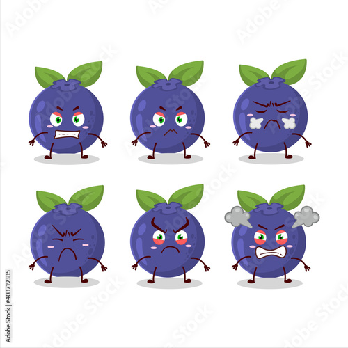 New blueberry cartoon character with various angry expressions