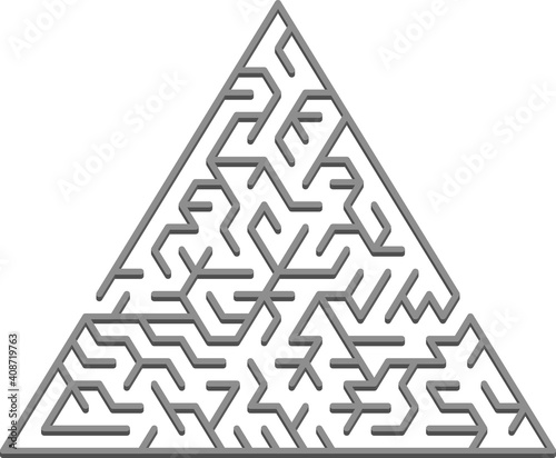 Vector pattern with a gray triangular 3D labyrinth.