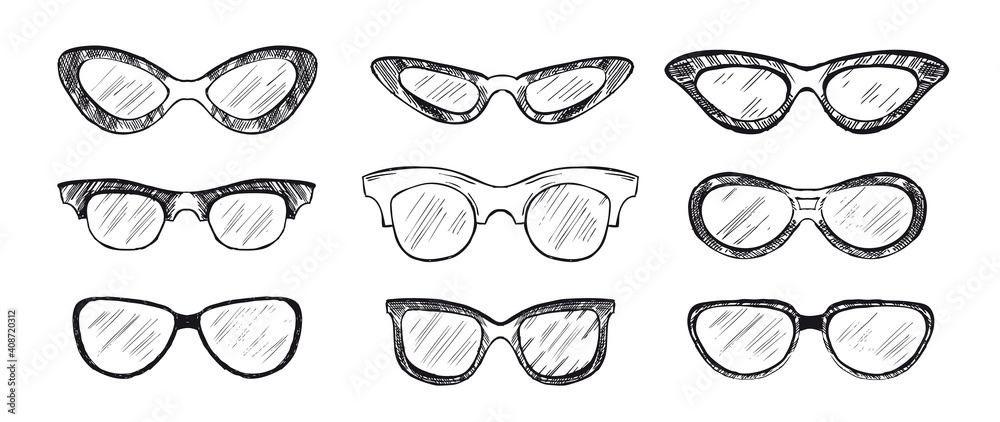 Sunglasses hand-drawn style, vector illustration. Sunglasses hand-drawn style, vector illustration.