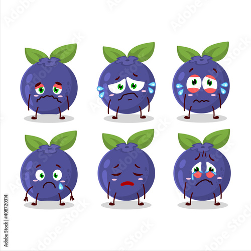 New blueberry cartoon character with sad expression