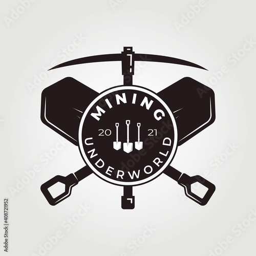 Miner club vintage logo vector illustration design